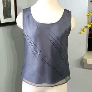 Jones & Co. Sil gray tank top. With a few beads. Good used condition and quality